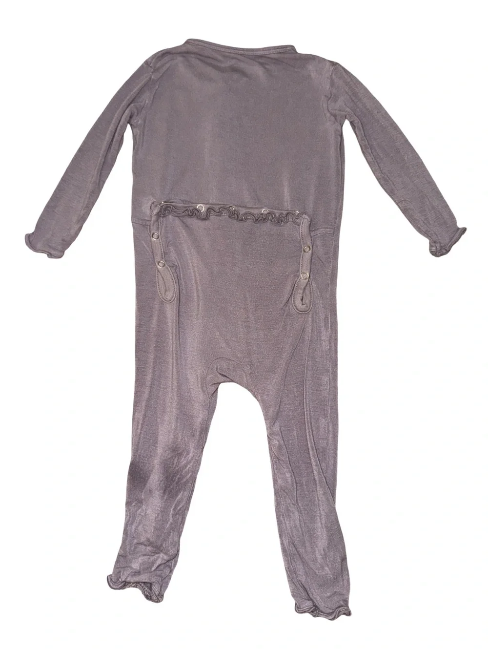 Kickee Pants Bamboo Ruffle Footless Snap Romper 12-18 Months Purple Gray